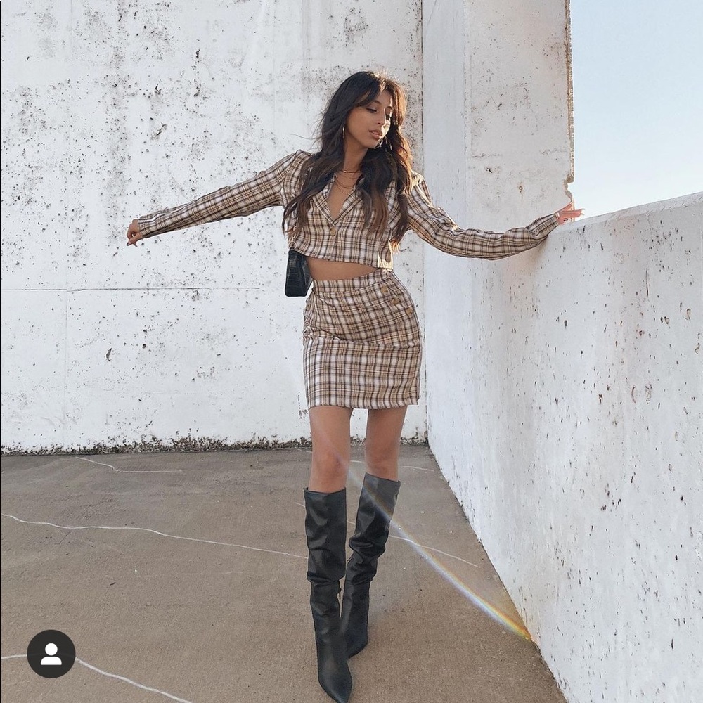 Plaid Blazer Set